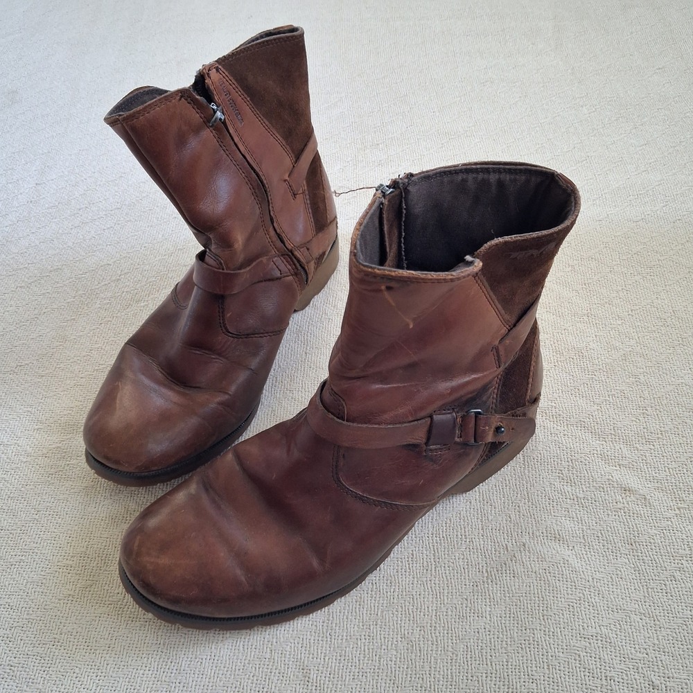 teva de la vina low leather boots womens 9.5 cabin core moto boho minimalist